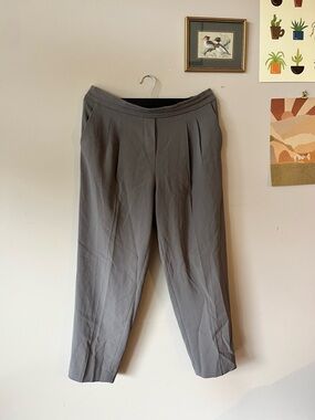 Monk & Lou Gray Pleated Women's Trousers - Classic Tailored Fit